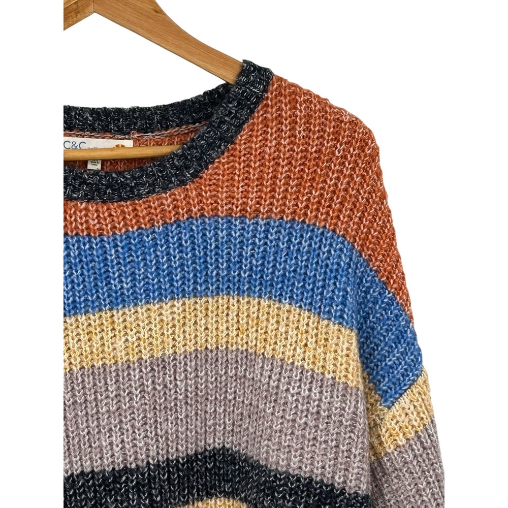 C&C California Multi Color Striped Chunky Knit Sweater 1X - Picture 5 of 8